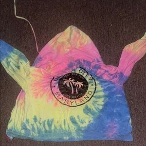 Ocean City Maryland Tie-Dye Hoodie with Palm Tree Graphic